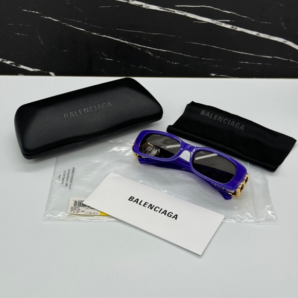 NEW BB0096S 004 BALENCIAGA PURPLE GREY SQUARE UNISEX BALENCIAGA SUNGLASSES - Picture 9 of 9